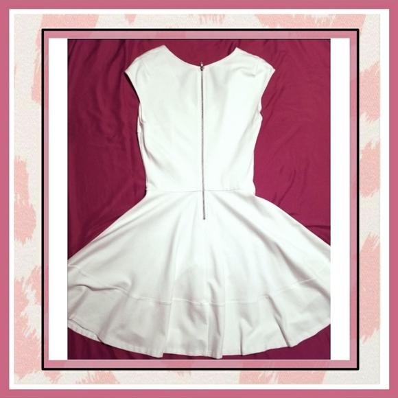 Bar III White Fit & Flare Dress ☆ Size: M - Picture 3 of 5